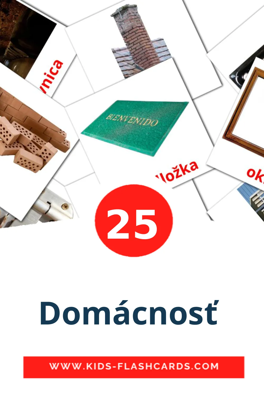 25 cartes illustrées de Domácnosť  pour la maternelle en georgiano
