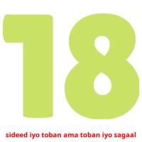 sideed iyo toban ama toban iyo sagaal flashcards illustrate