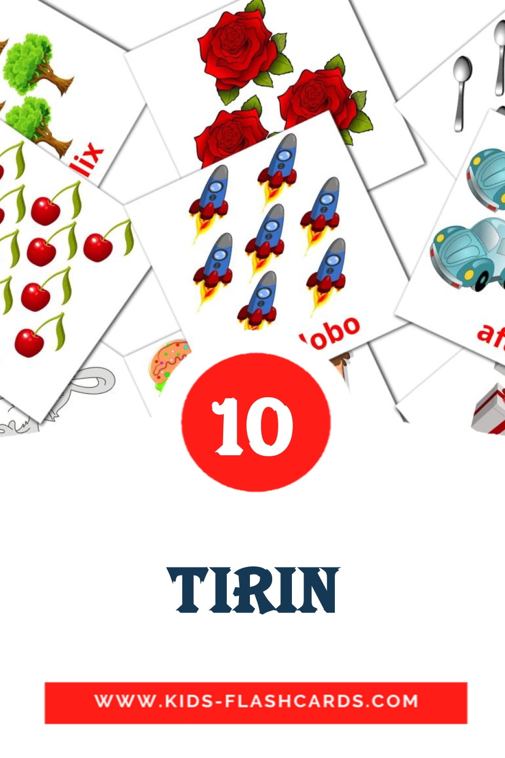10 tarjetas didacticas de Tirin para el jardín de infancia en somalí