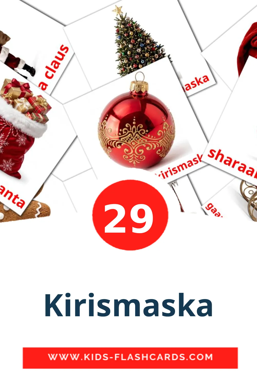 29 tarjetas didacticas de Kirismaska para el jardín de infancia en somalí