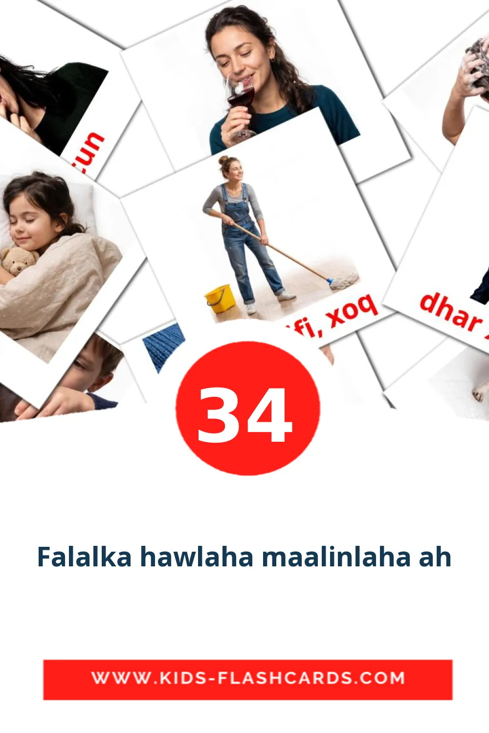 34 Falalka hawlaha maalinlaha ah Bildkarten für den Kindergarten auf somalische