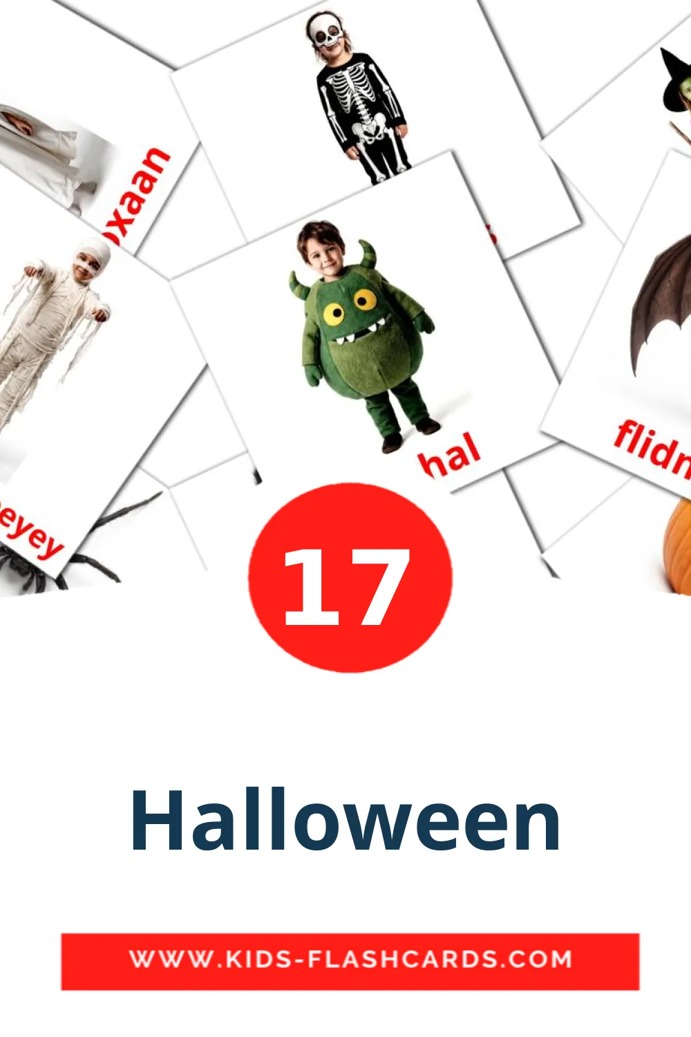 17 Halloween lasten kuvakortti päiväkodille somalinksi