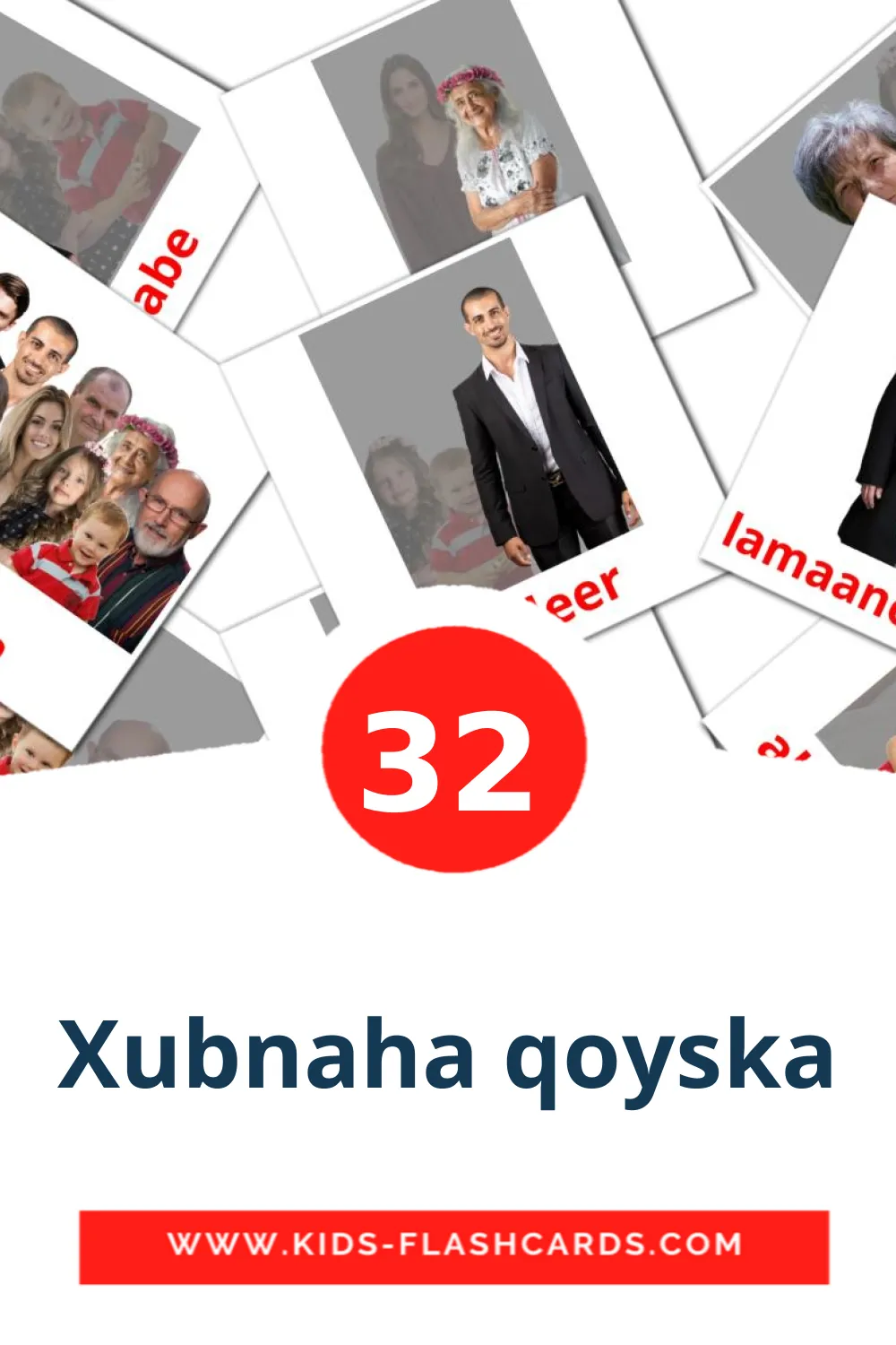 32 Xubnaha qoyska lasten kuvakortti päiväkodille somalinksi