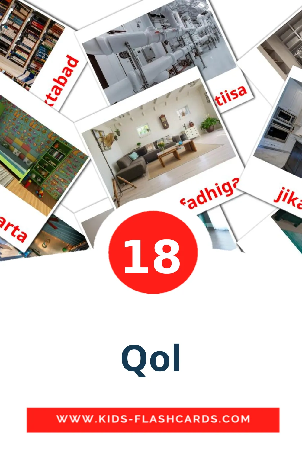 18 cartes illustrées de Qol pour la maternelle en somali