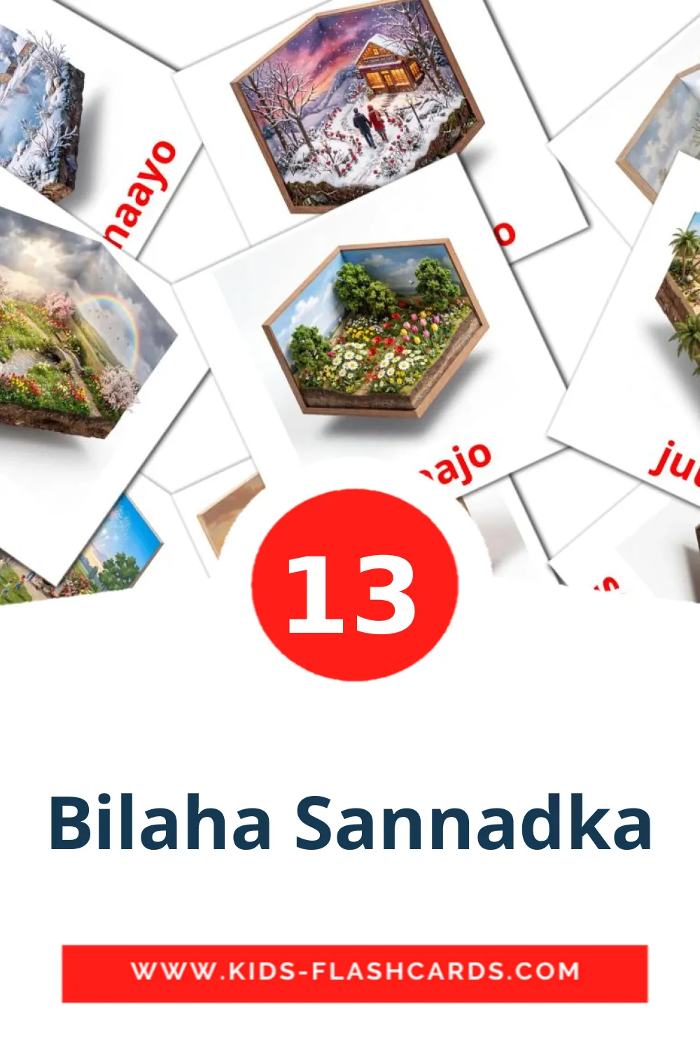 13 Bilaha Sannadka Bildkarten für den Kindergarten auf somalische