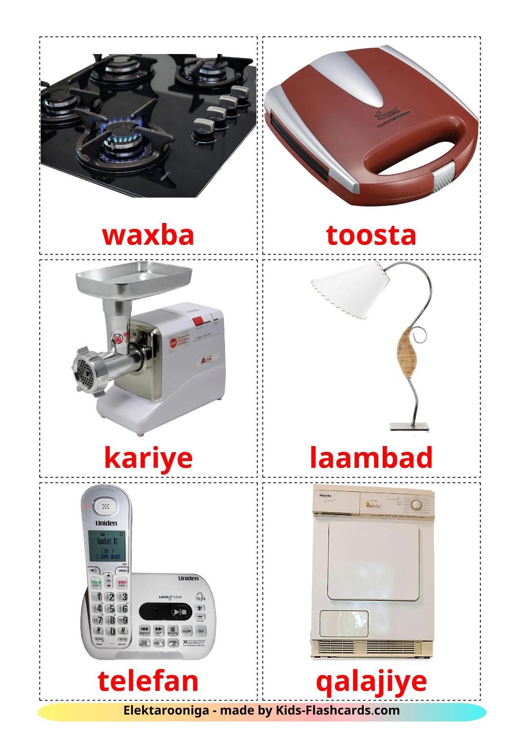 Eletrônicos - 33 Flashcards somalies gratuitos para impressão