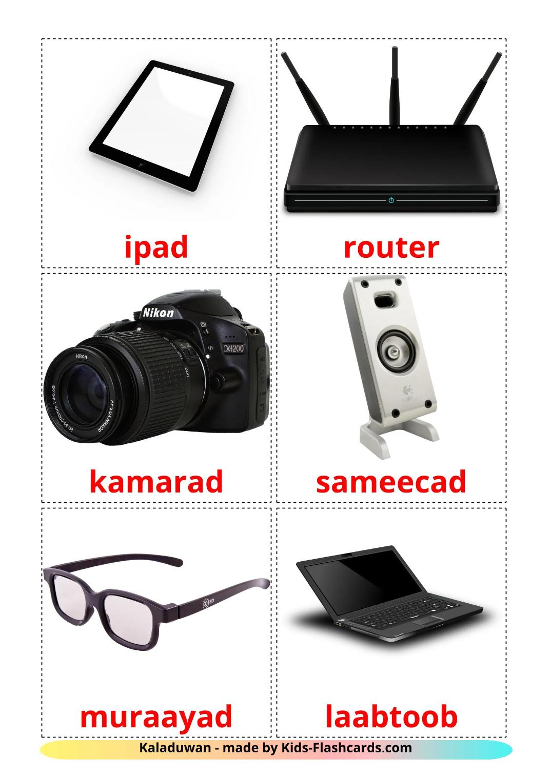 Digitale Geräte - 29 kostenlose, druckbare somalische Bildkarten 