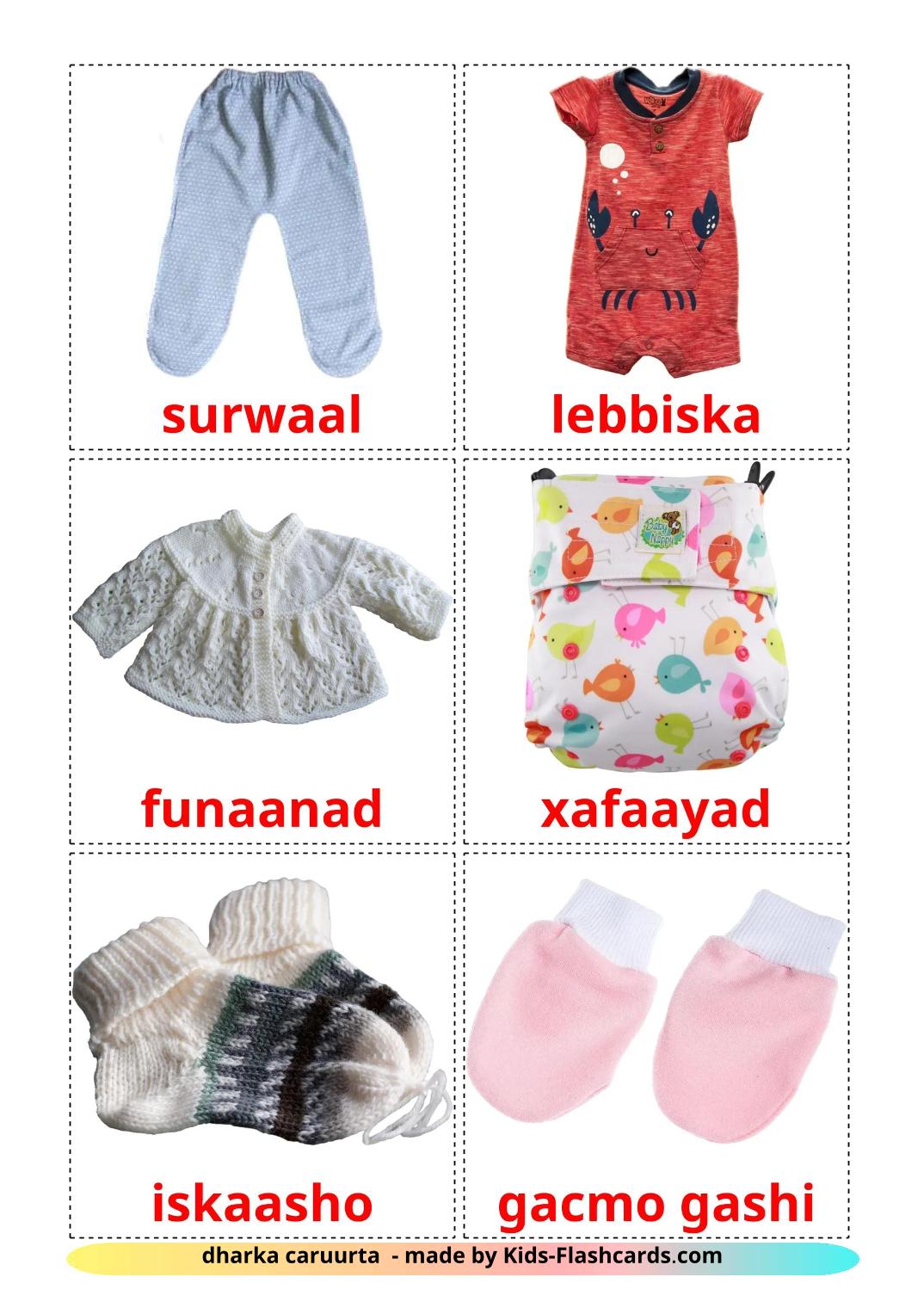 Vistiti da bambino - 12 flashcards somalo stampabili gratuitamente