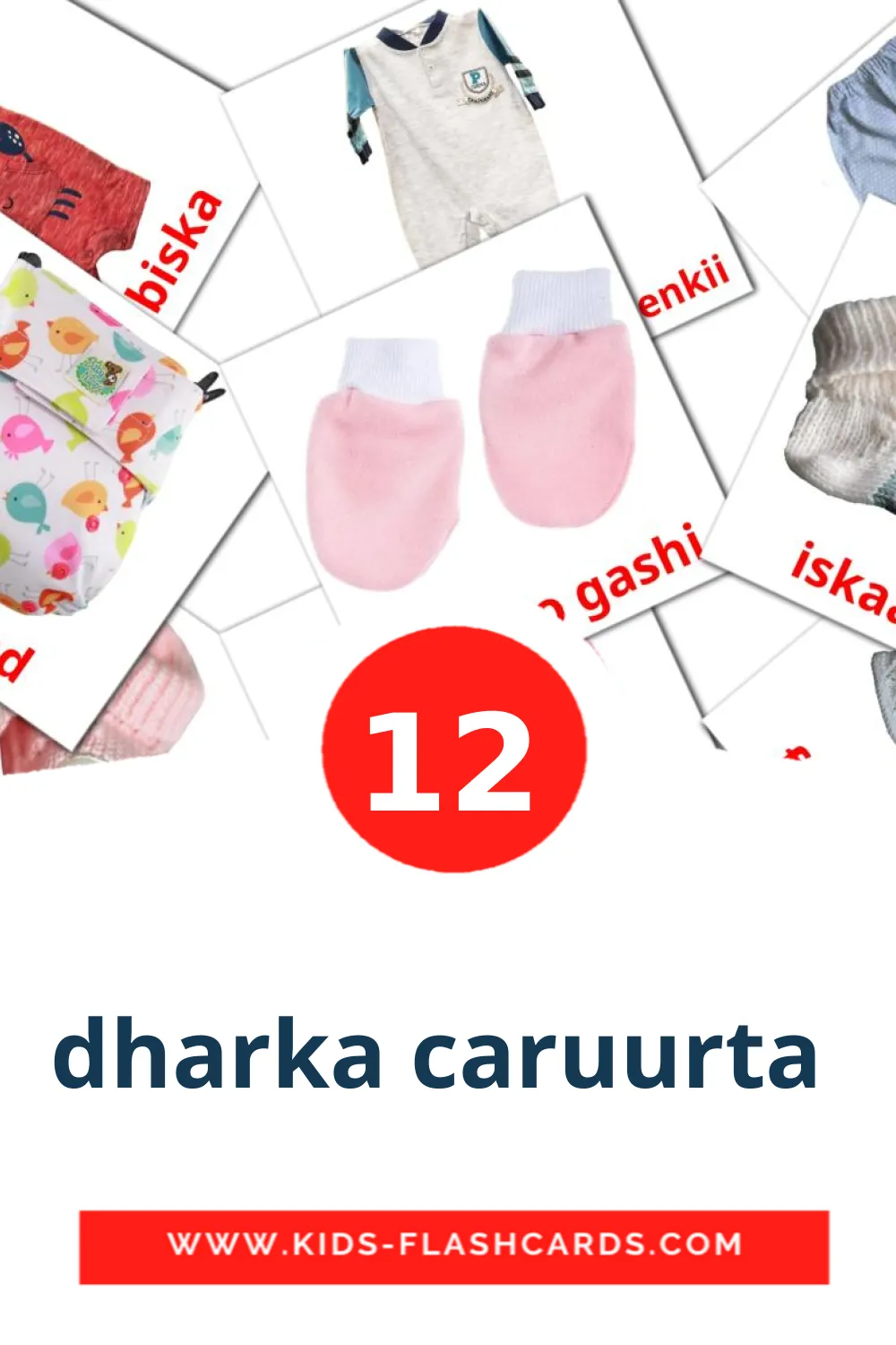12 carte illustrate di dharka caruurta  per la scuola materna in somalo