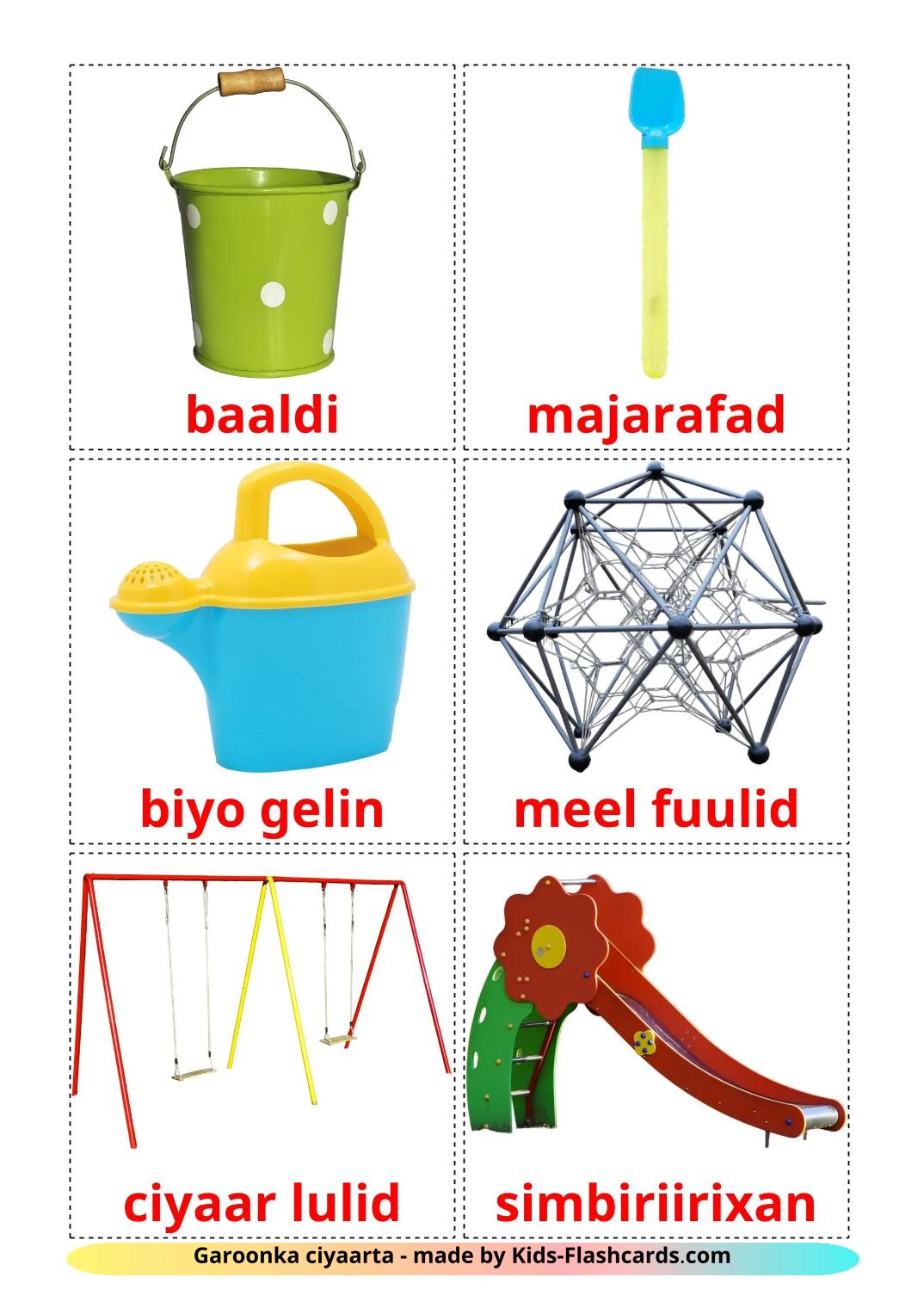 Leikkikenttä – 14 ilmainen tulostettava lasten kuvakortti somalinksi