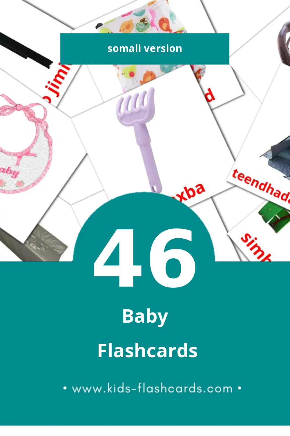 Visual dhalaan Flashcards for Toddlers (46 cards in Somali)