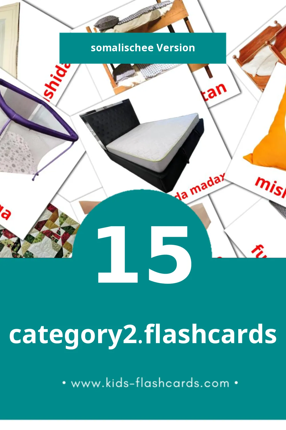 Visual Qolka sariirka Bildkarten für Kleinkinder (15 Karten in Somalische)