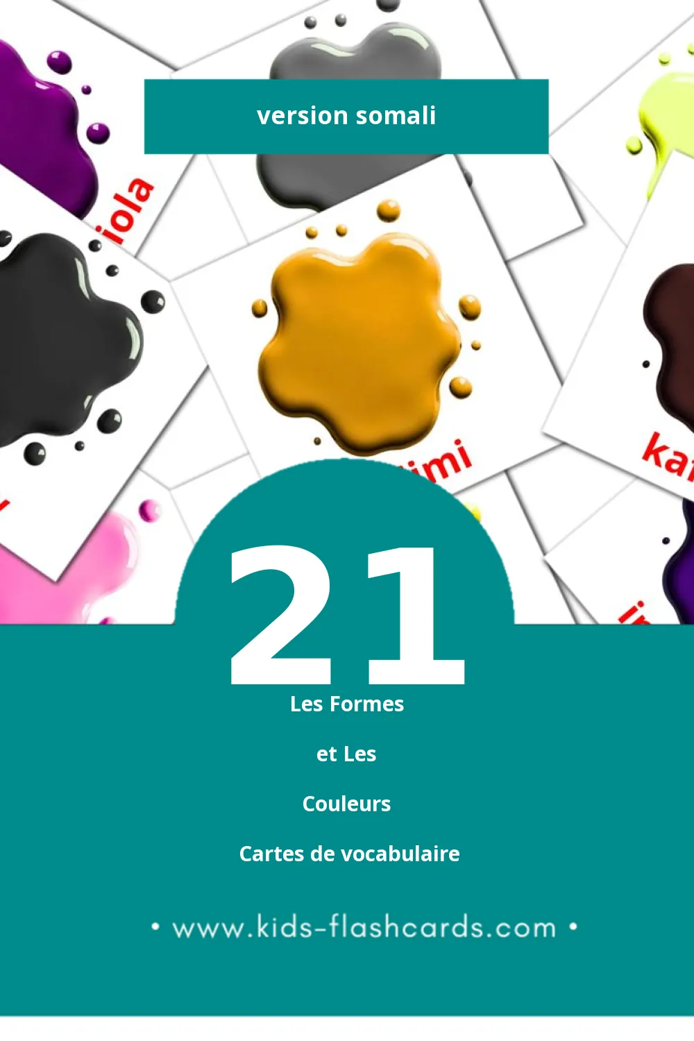 Cartes de vocabulaire Visuelles Midabada iyo Qaababka pour les Tout-Petits (21 Cartes en Somali)