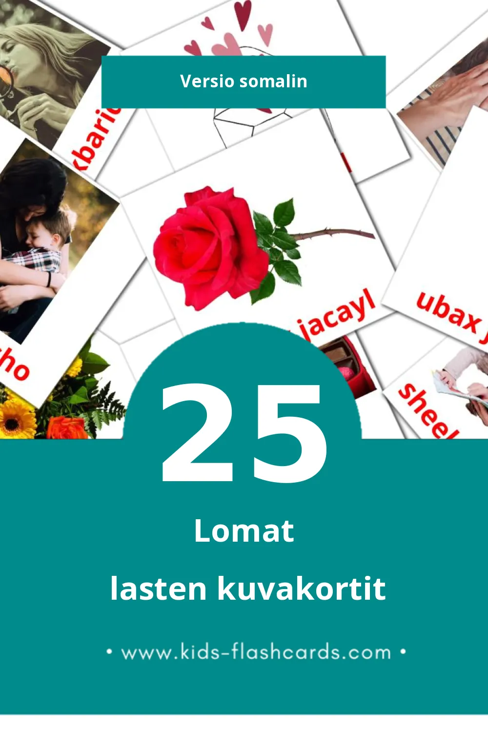 Maalmaha fasaxa  lasten kuvakortit pikkulapsille (25 korttia Somalinksi)