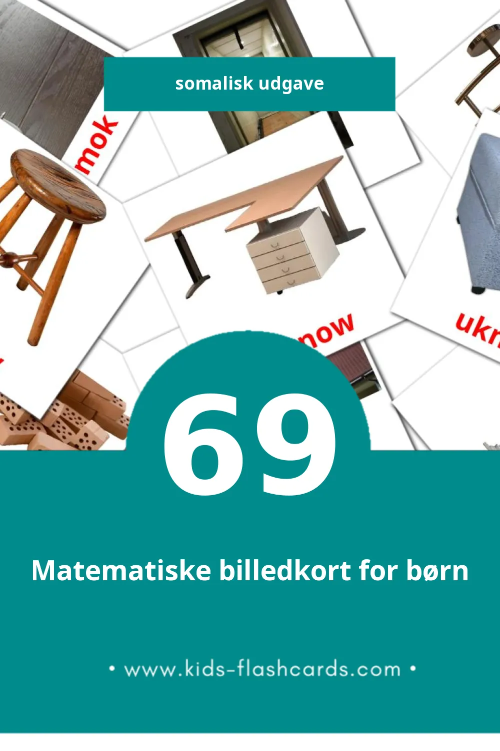Visuelle billedkort for børn om Guriga til småbørn (69 kort på Somalisk)