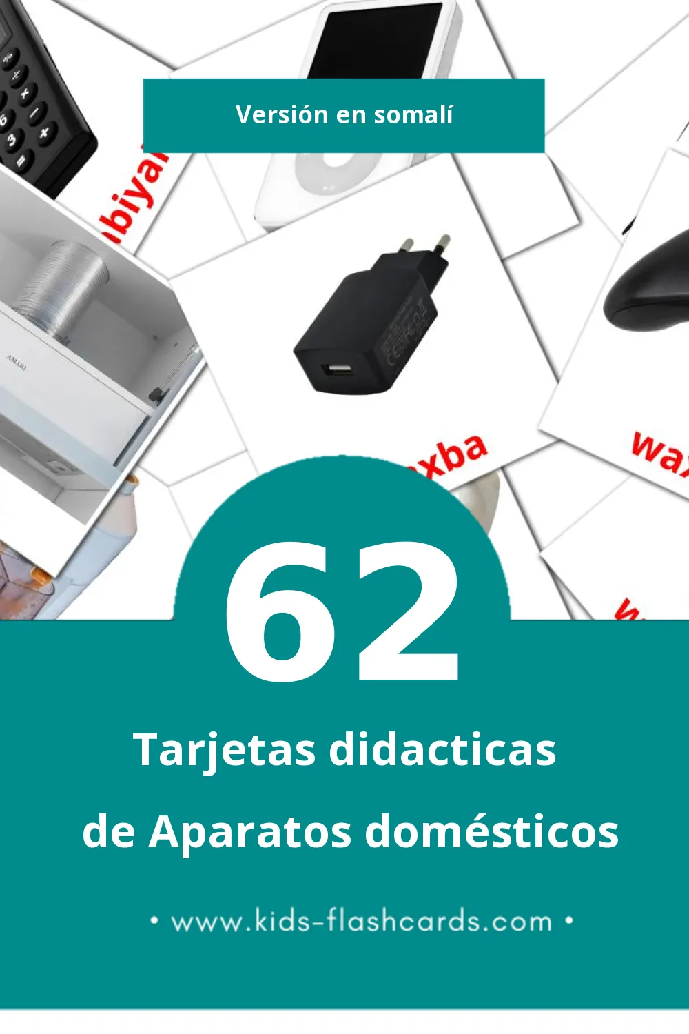 Tarjetas visuales de Qalabka guriga para niños pequeños (62 tarjetas en Somalí)