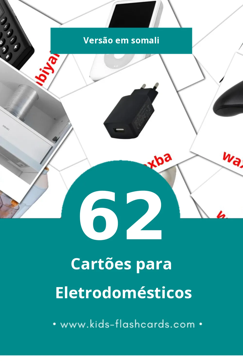 Flashcards de Qalabka guriga Visuais para Toddlers (62 cartões em Somali)