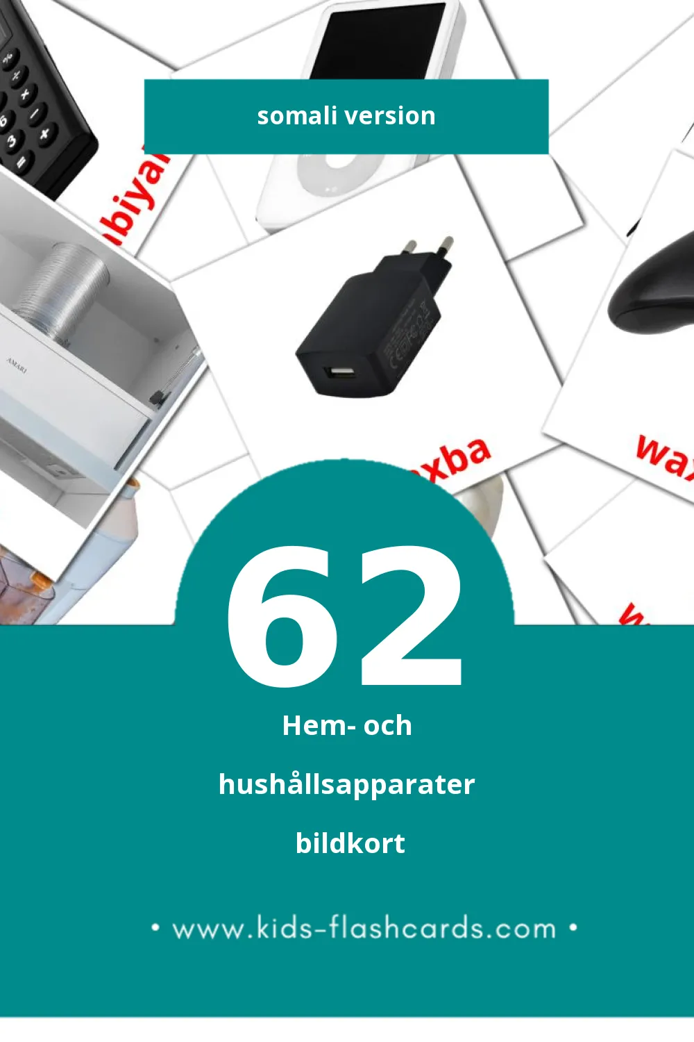 Visuella Qalabka guriga för småbarn (62 bildkort för barn på Somali)