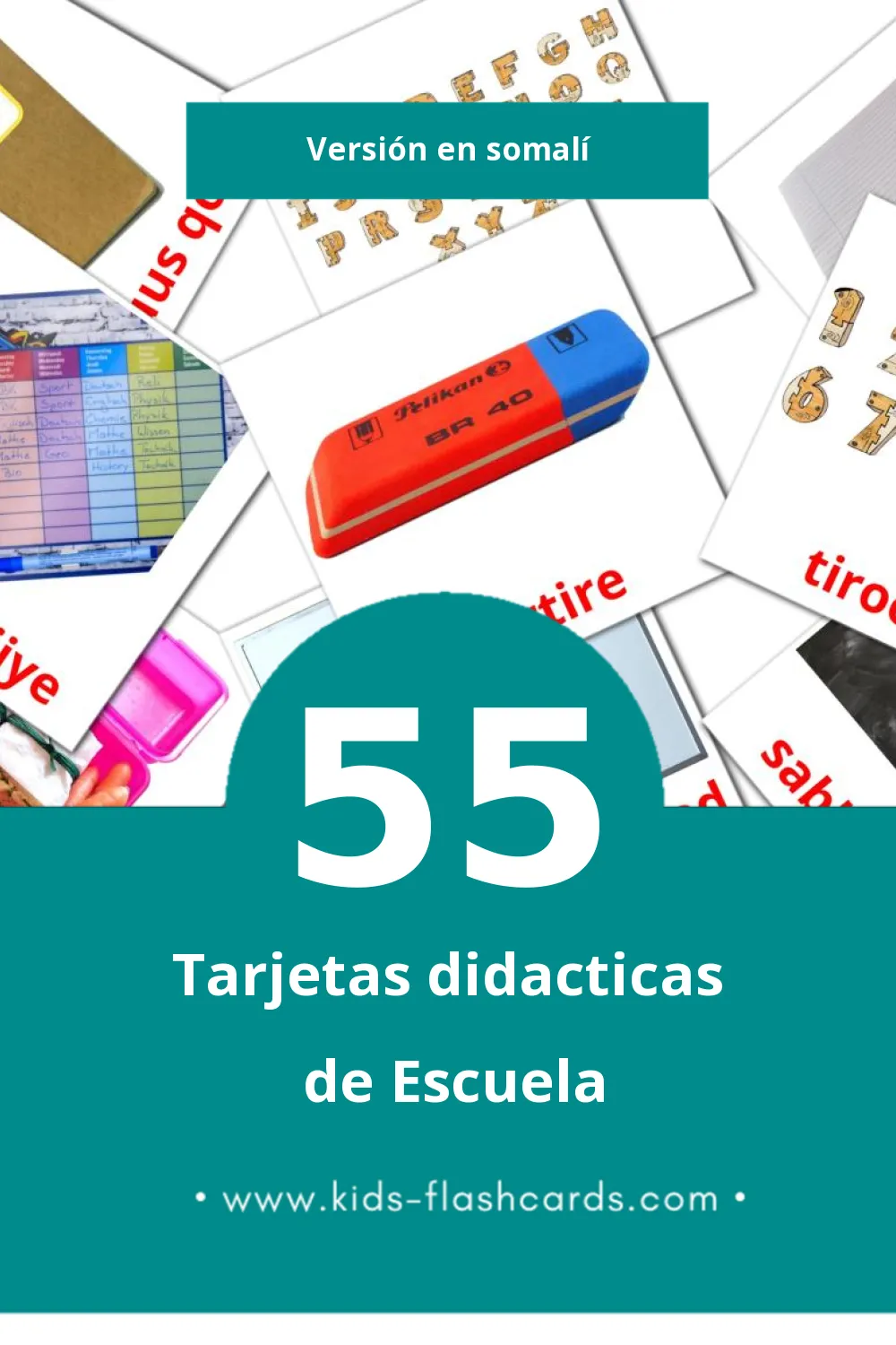 Tarjetas visuales de Iskuul para niños pequeños (55 tarjetas en Somalí)