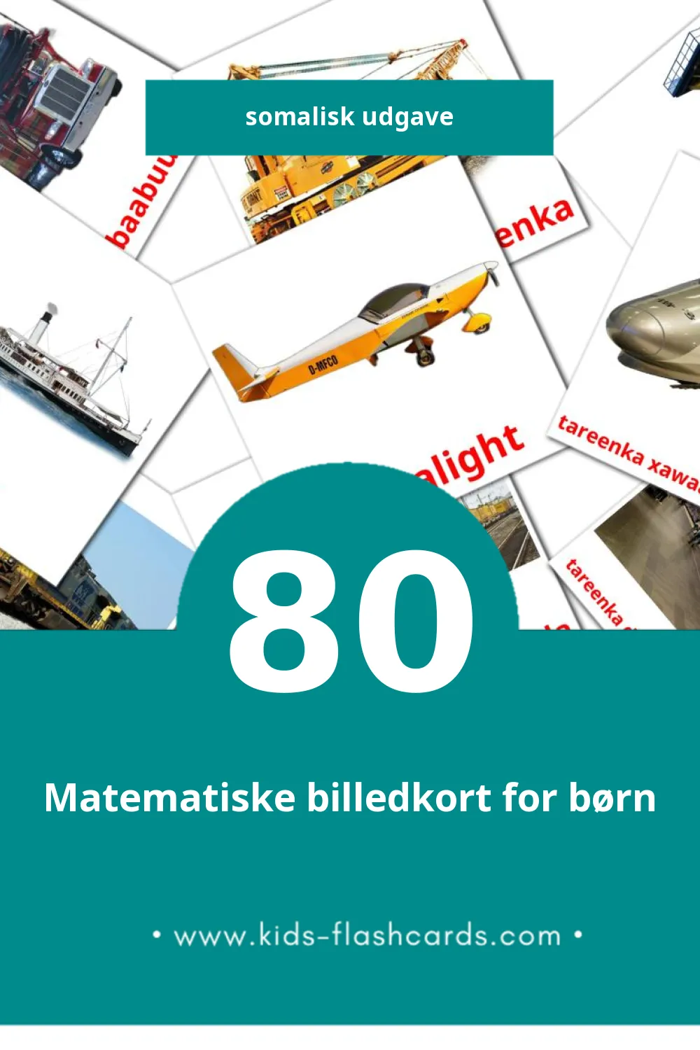 Visuelle billedkort for børn om Gaadiidka dhulka til småbørn (80 kort på Somalisk)