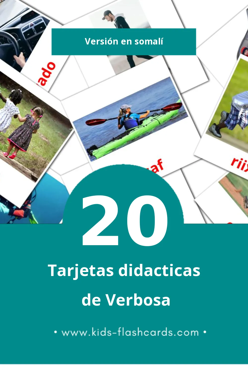 Tarjetas visuales de Falal para niños pequeños (20 tarjetas en Somalí)