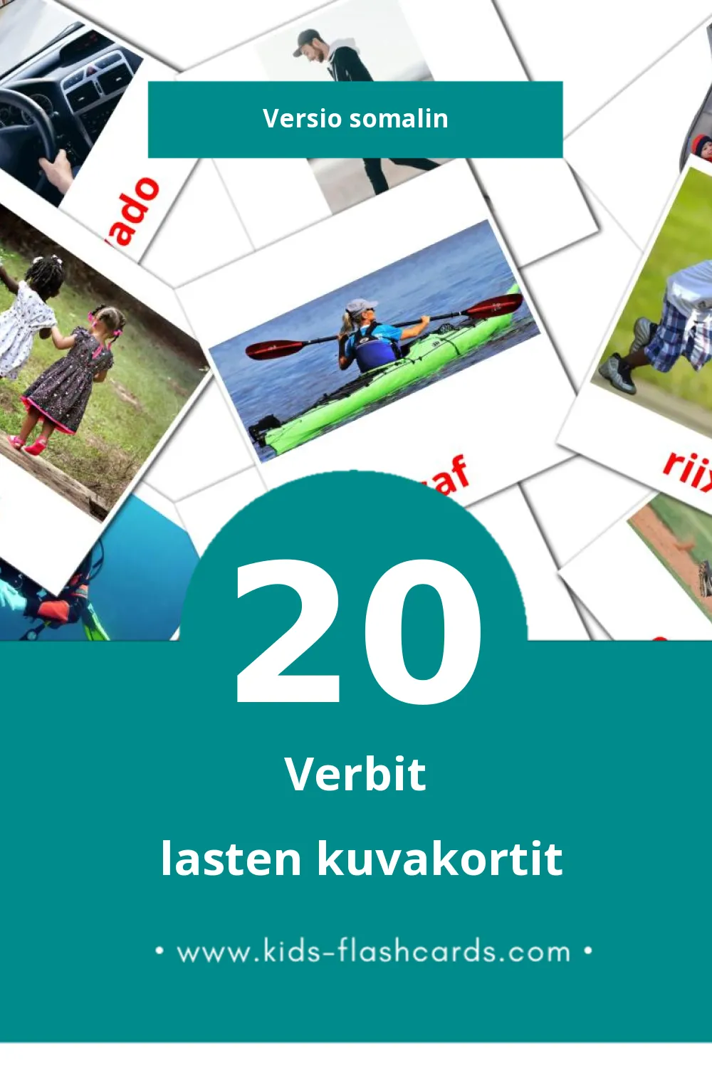 Falal lasten kuvakortit pikkulapsille (20 korttia Somalinksi)
