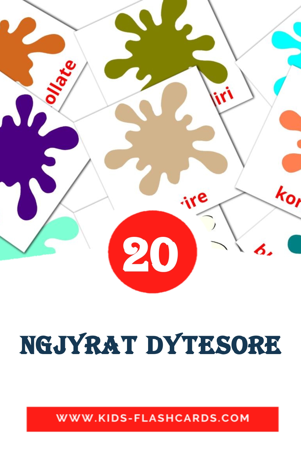 20 Ngjyrat dytesore Bildkarten für den Kindergarten auf Albanisch