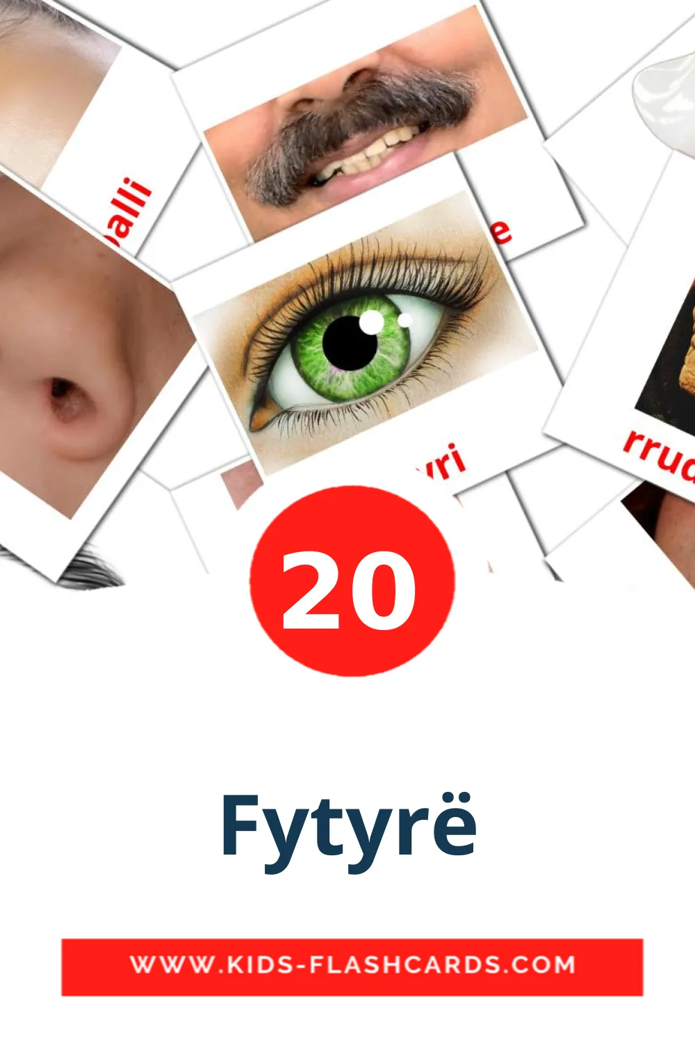 20 Fytyrë Picture Cards for Kindergarden in albanian