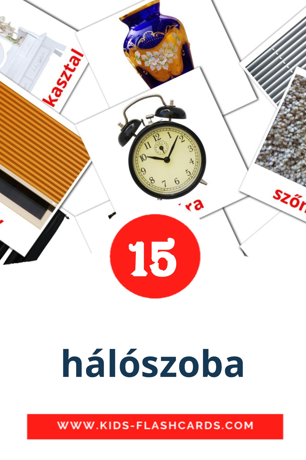 15 cartes illustrées de hálószoba pour la maternelle en albanais