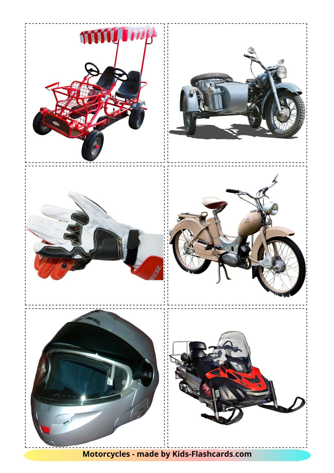 Motocicletas - 12 fichas de albanés para imprimir gratis 