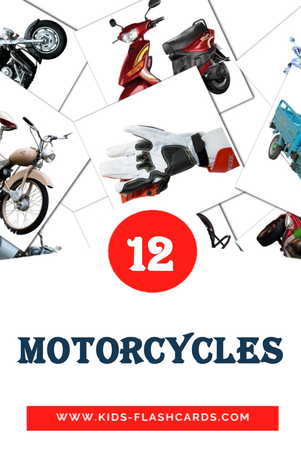12 Motorcycles Picture Cards for Kindergarden in albanian