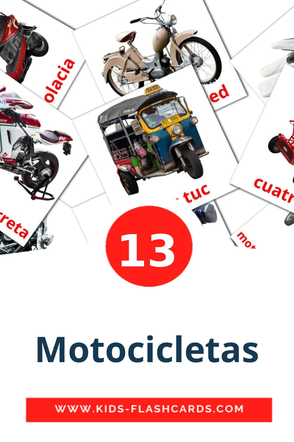 13 tarjetas didacticas de Motocicletas para el jardín de infancia en albanés