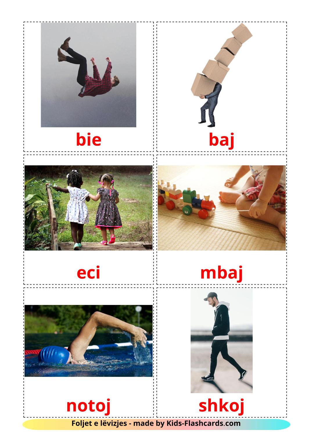 Movement verbs - 22 Free Printable albanian Flashcards 