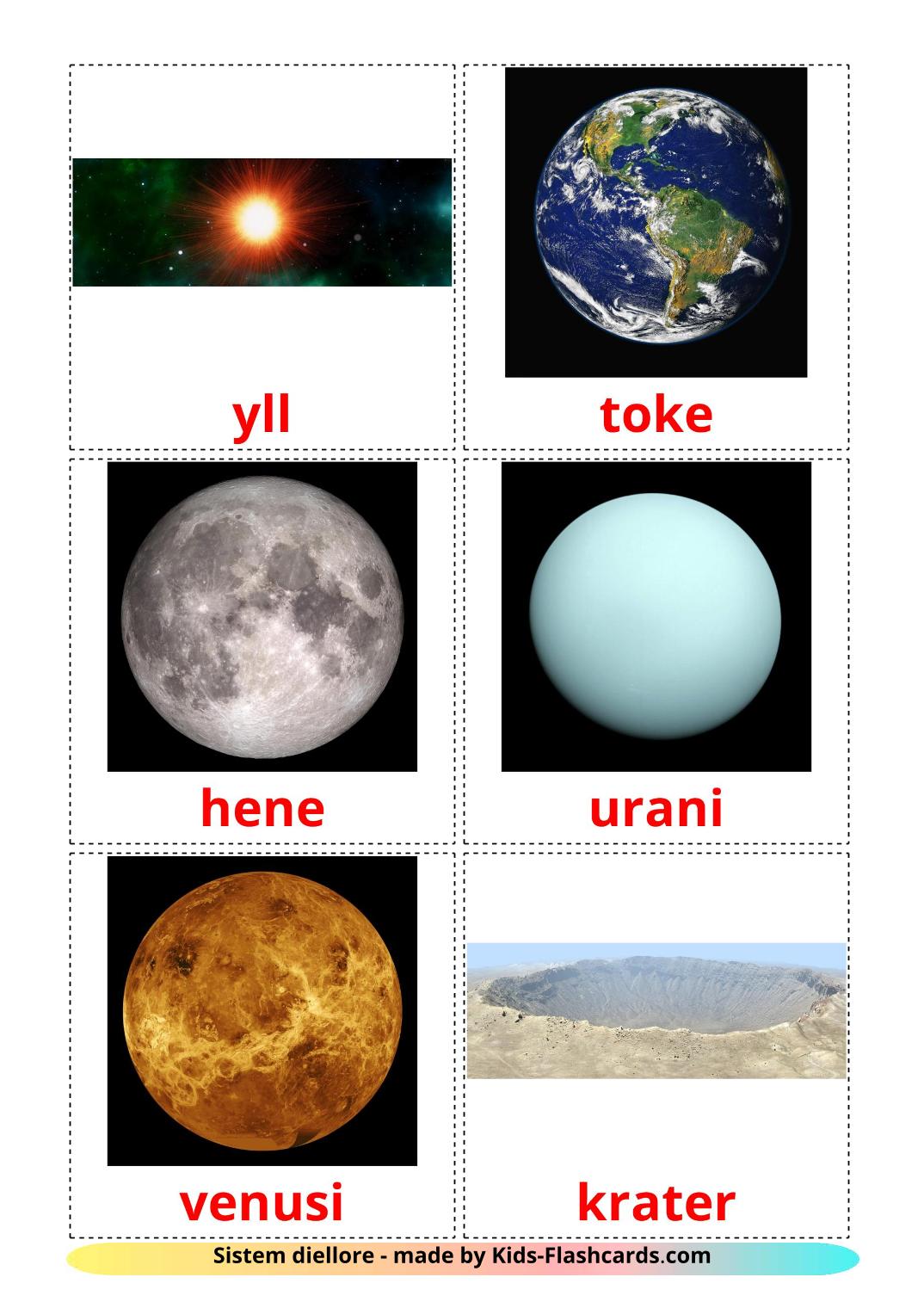 Solar System - 21 Free Printable albanian Flashcards 