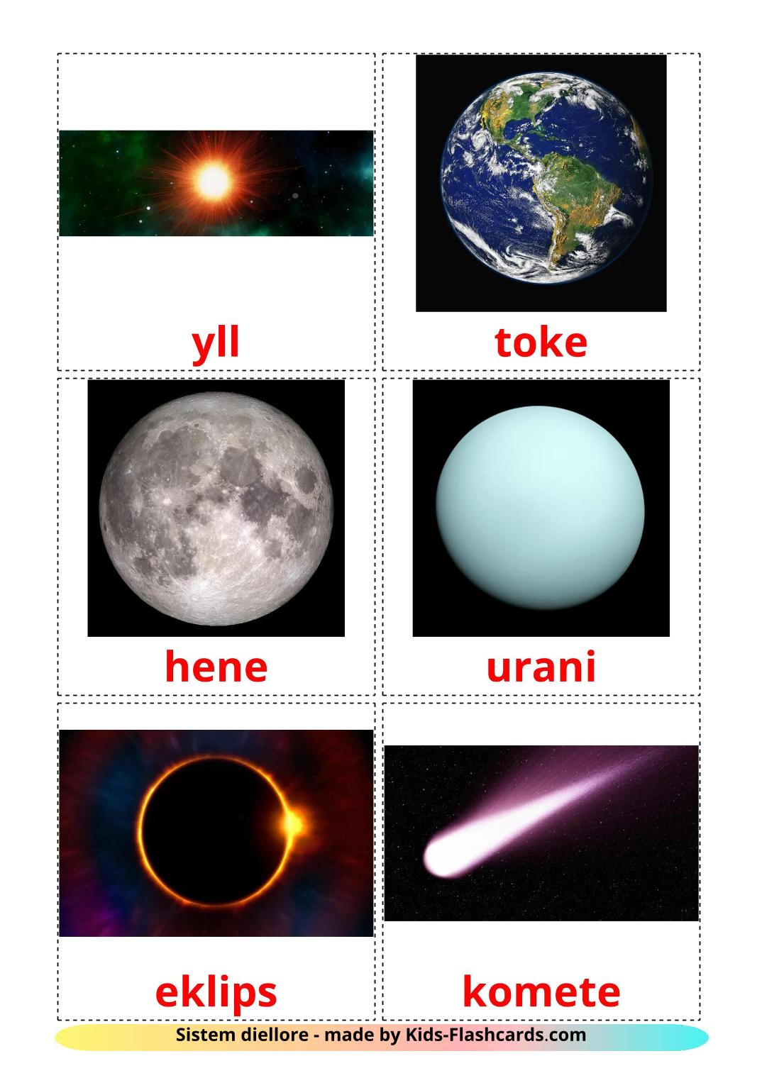 Solar System - 21 Free Printable albanian Flashcards 