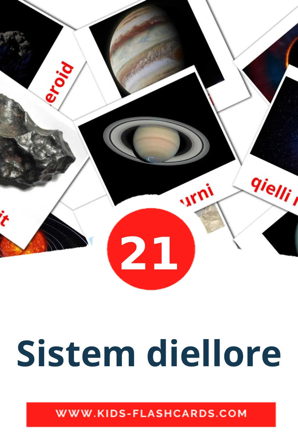 21 Sistem diellore Picture Cards for Kindergarden in albanian