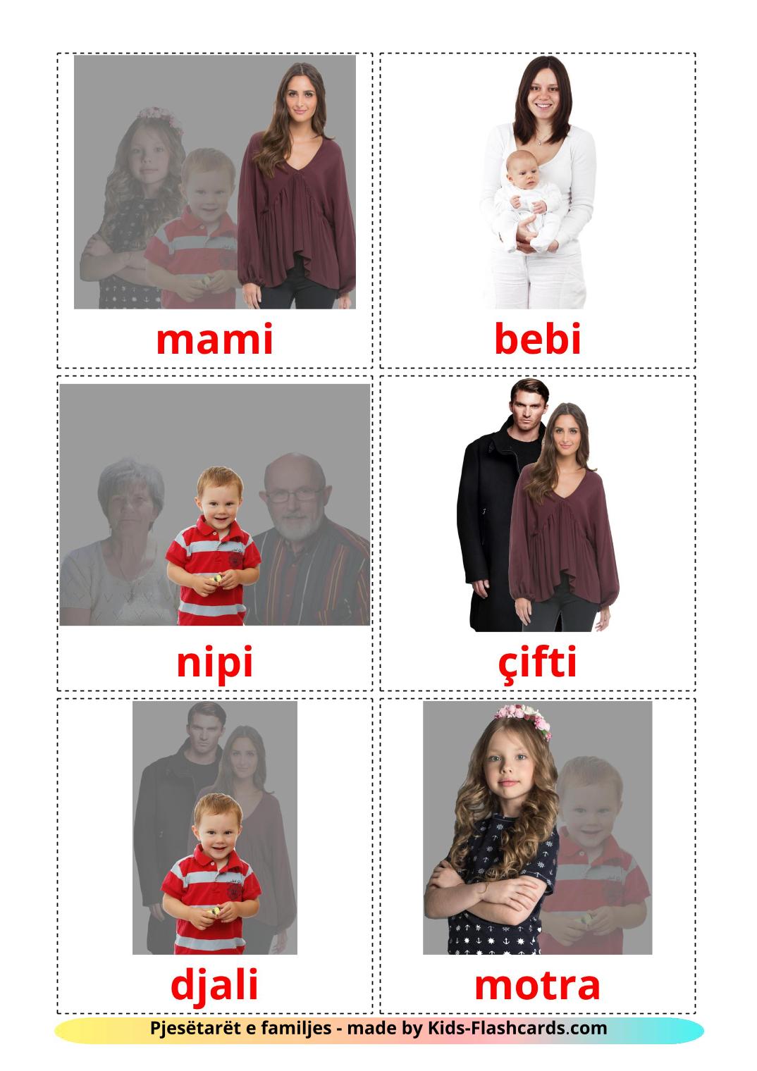 Miembros de la Familia - 32 fichas de albanés para imprimir gratis 