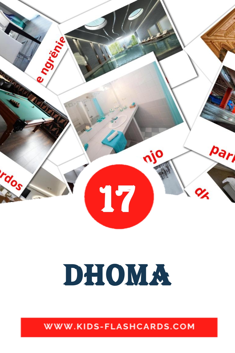 17 cartes illustrées de Dhoma pour la maternelle en albanais