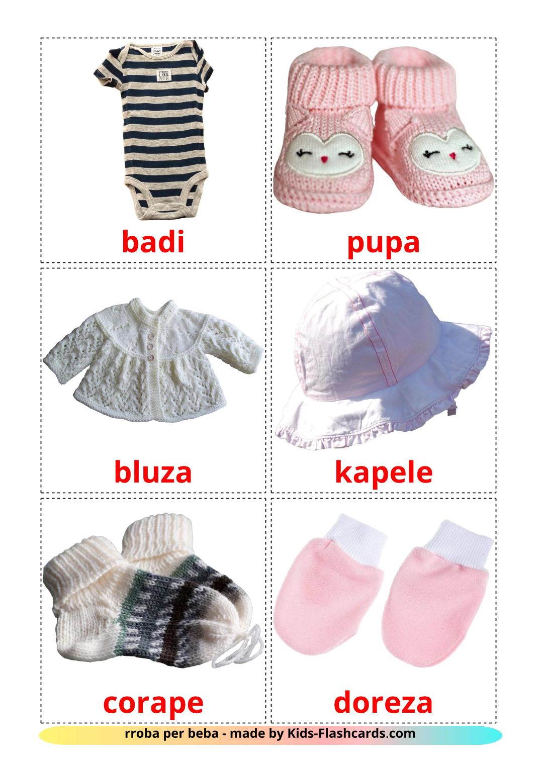 Baby clothes - 12 Free Printable albanian Flashcards 