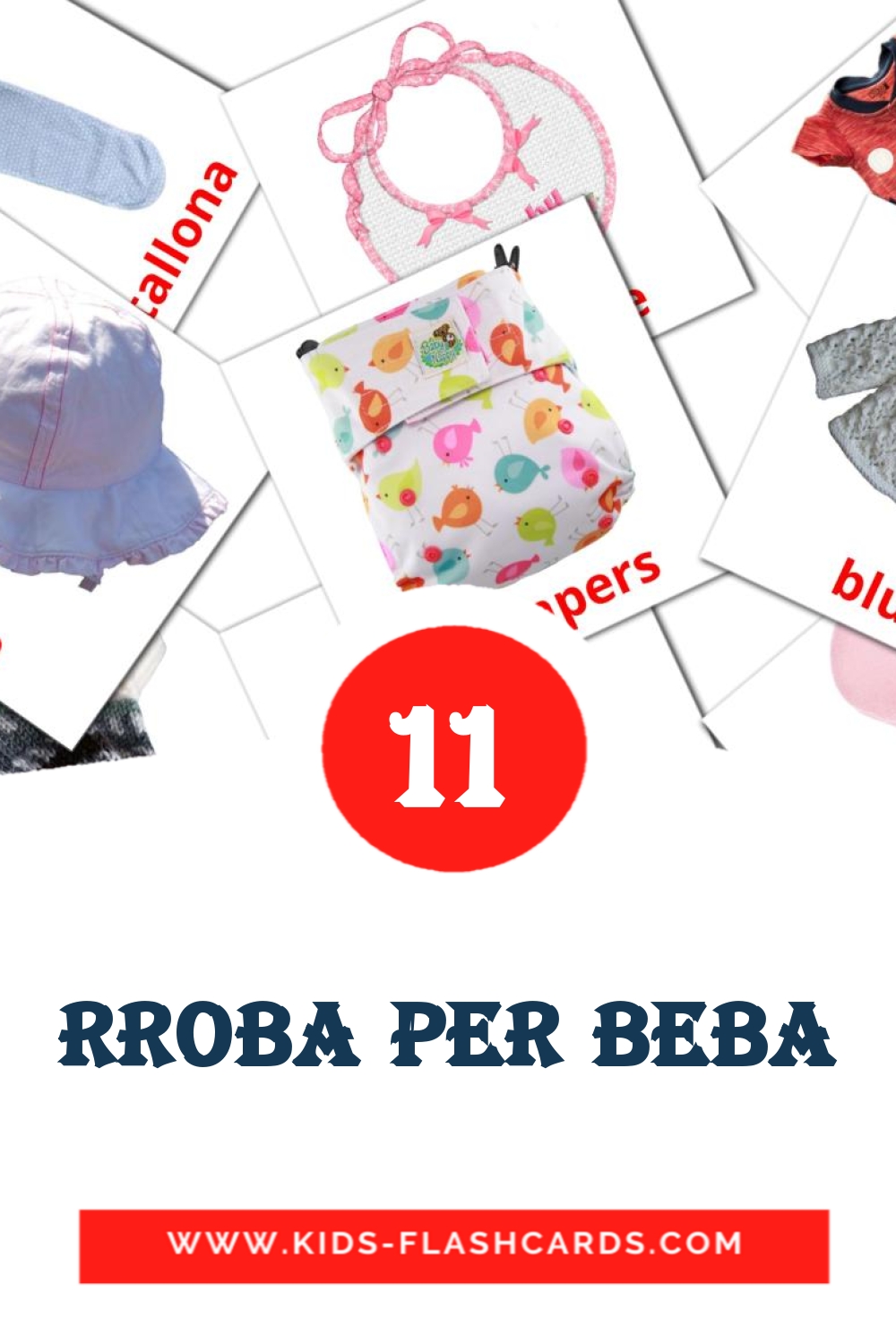 12 cartes illustrées de rroba per beba pour la maternelle en albanais