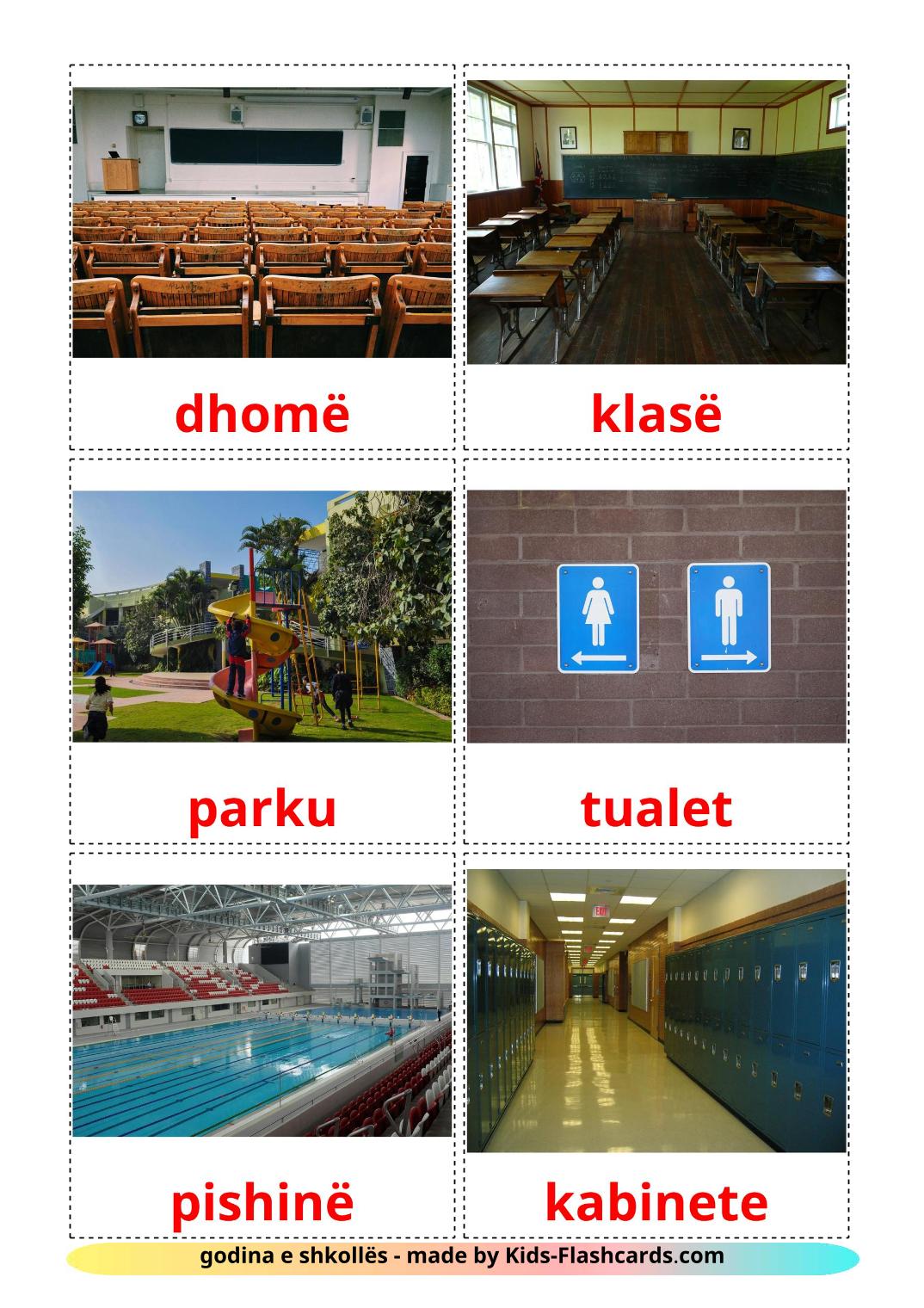 Edifício escolar - 17 Flashcards albanêses gratuitos para impressão
