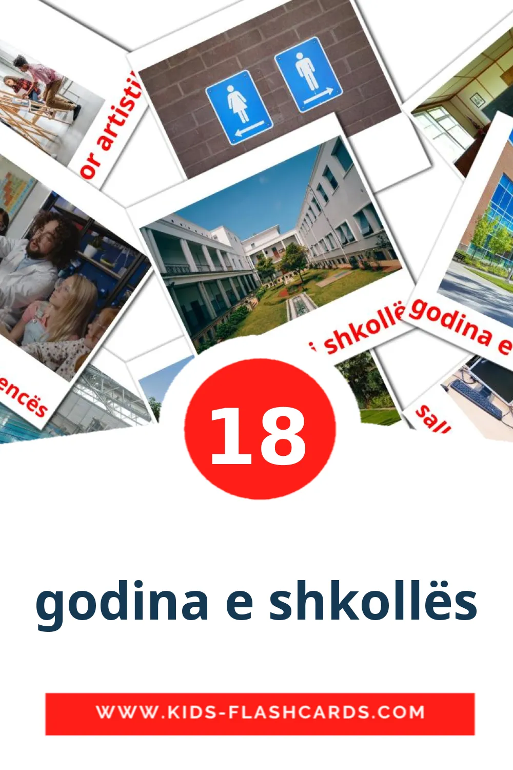 18 cartes illustrées de godina e shkollës pour la maternelle en albanais