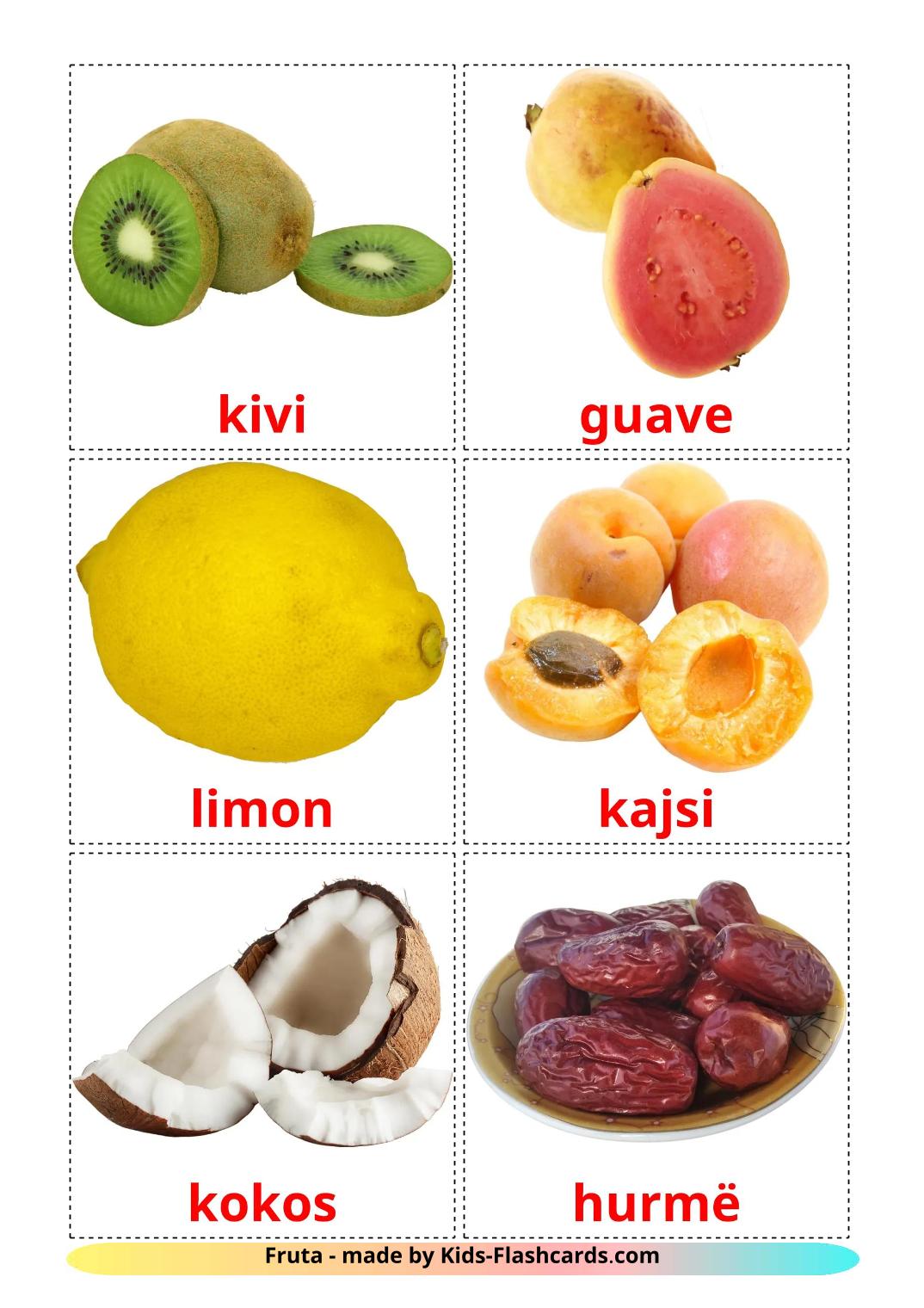 Fruits - 21 Free Printable albanian Flashcards 