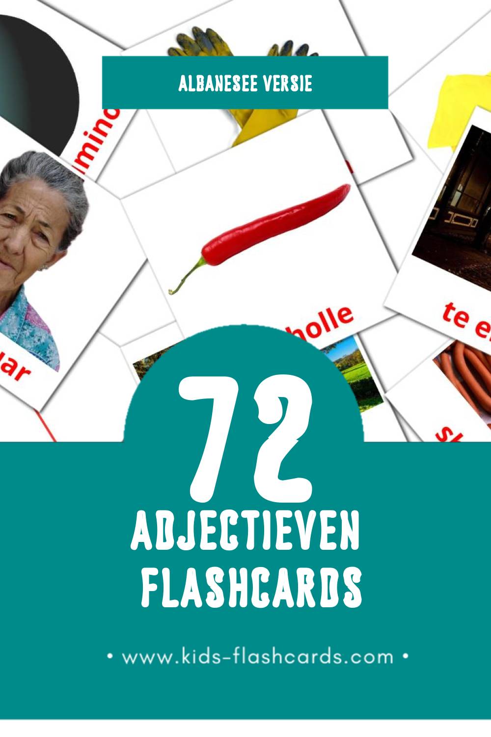 Visuele Te kundertat Flashcards voor Kleuters (72 kaarten in het Albanese)
