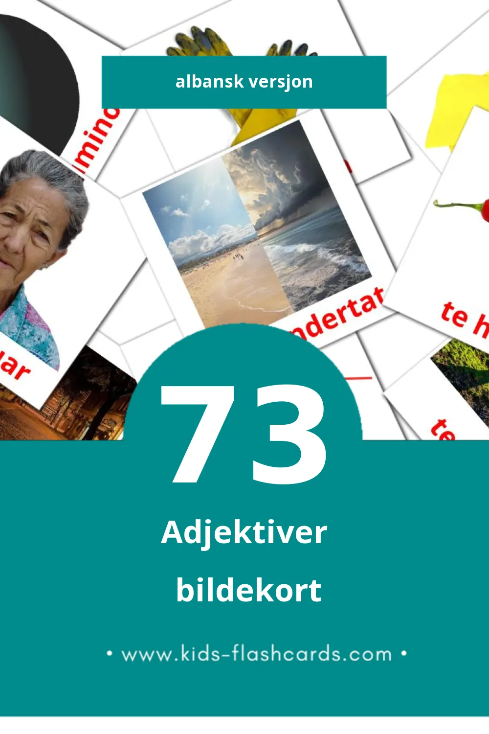 Visuelle Te kundertat bildekort for småbarn (73 kort på Albansk)