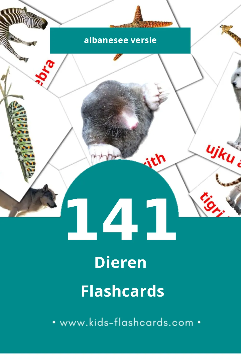 Visuele Kafshët Flashcards voor Kleuters (141 kaarten in het Albanese)