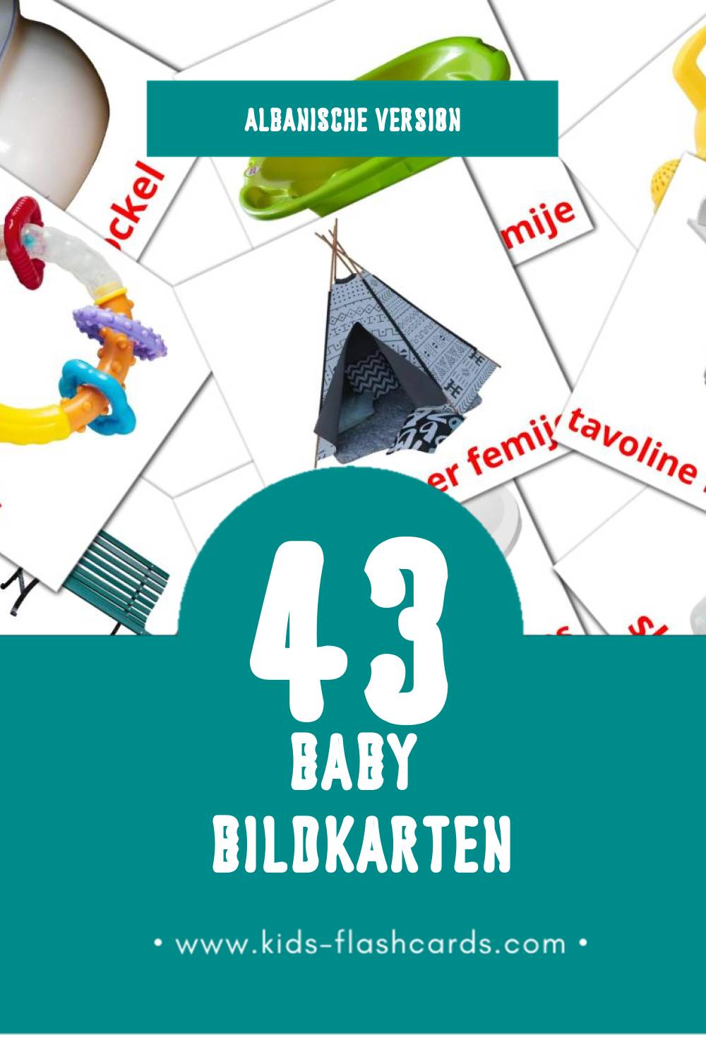 Visual Rroba Flashcards für Kleinkinder (43 Karten in Albanisch)