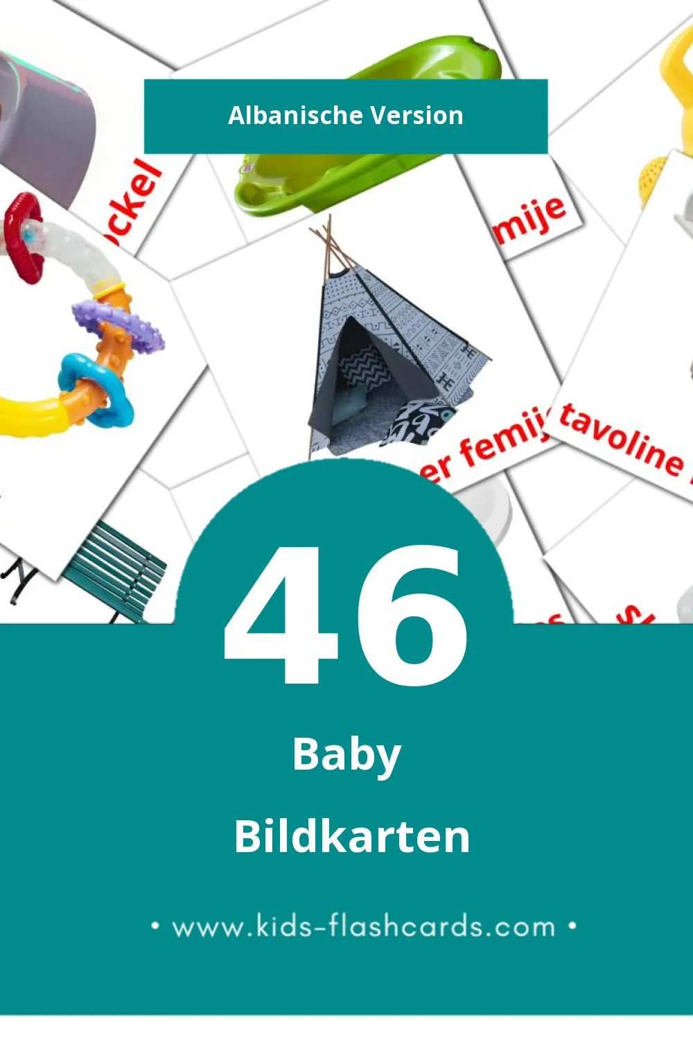 Visual Rroba Flashcards für Kleinkinder (46 Karten in Albanisch)