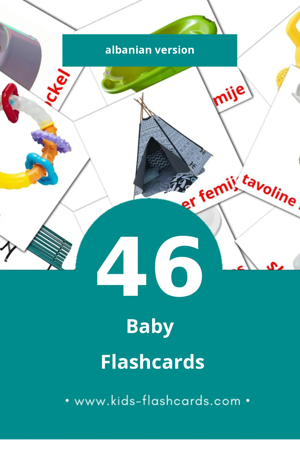 Visual Rroba Flashcards for Toddlers (46 cards in Albanian)