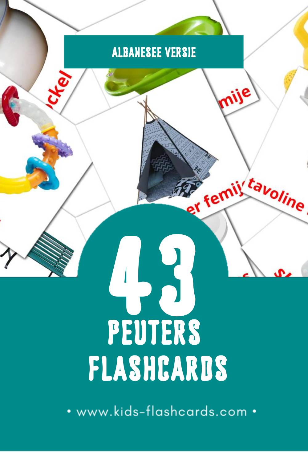 Visuele Rroba Flashcards voor Kleuters (43 kaarten in het Albanese)